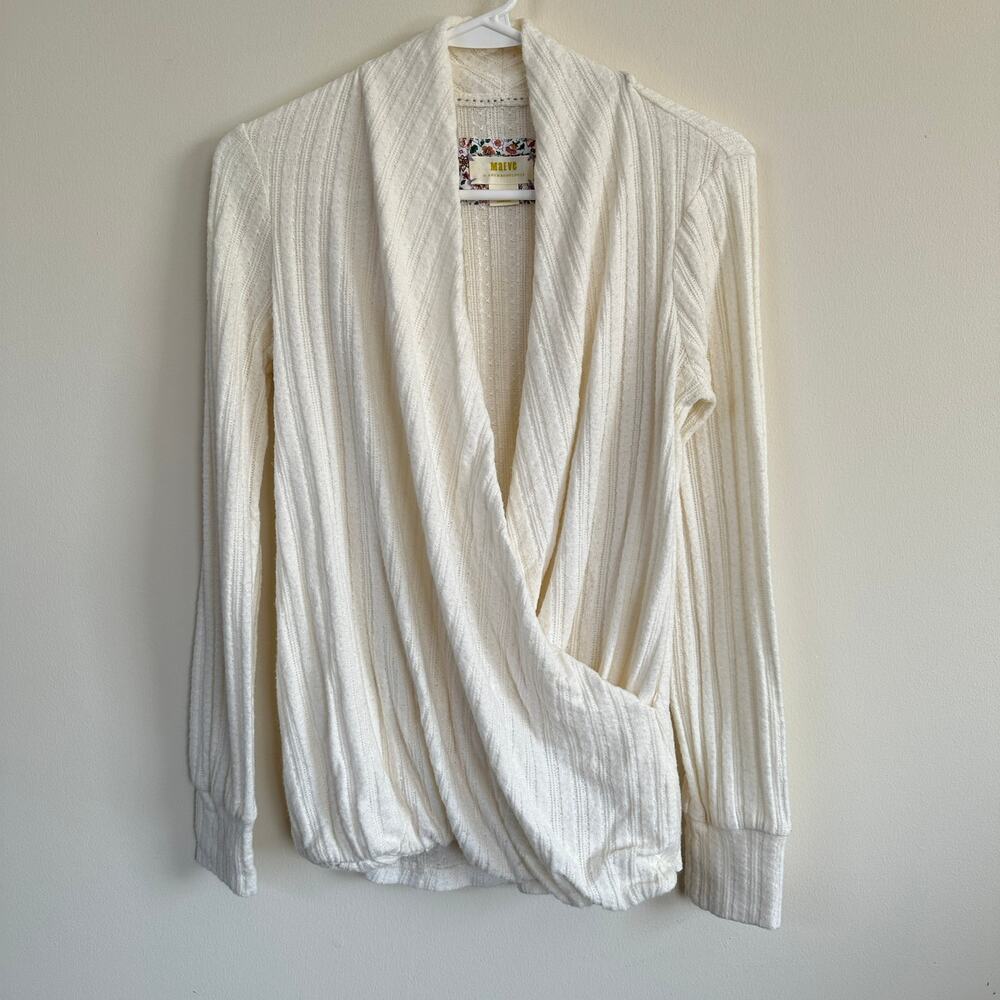 Anthropologie Maeve Rafaela Faux Wrap Deep V-Neck Long Sleeve X-SMALL - Picture 6 of 13